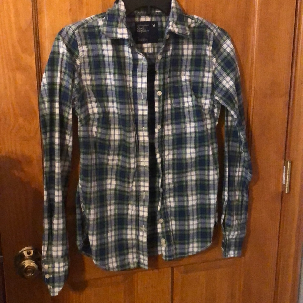 Green and blue plaid shirt